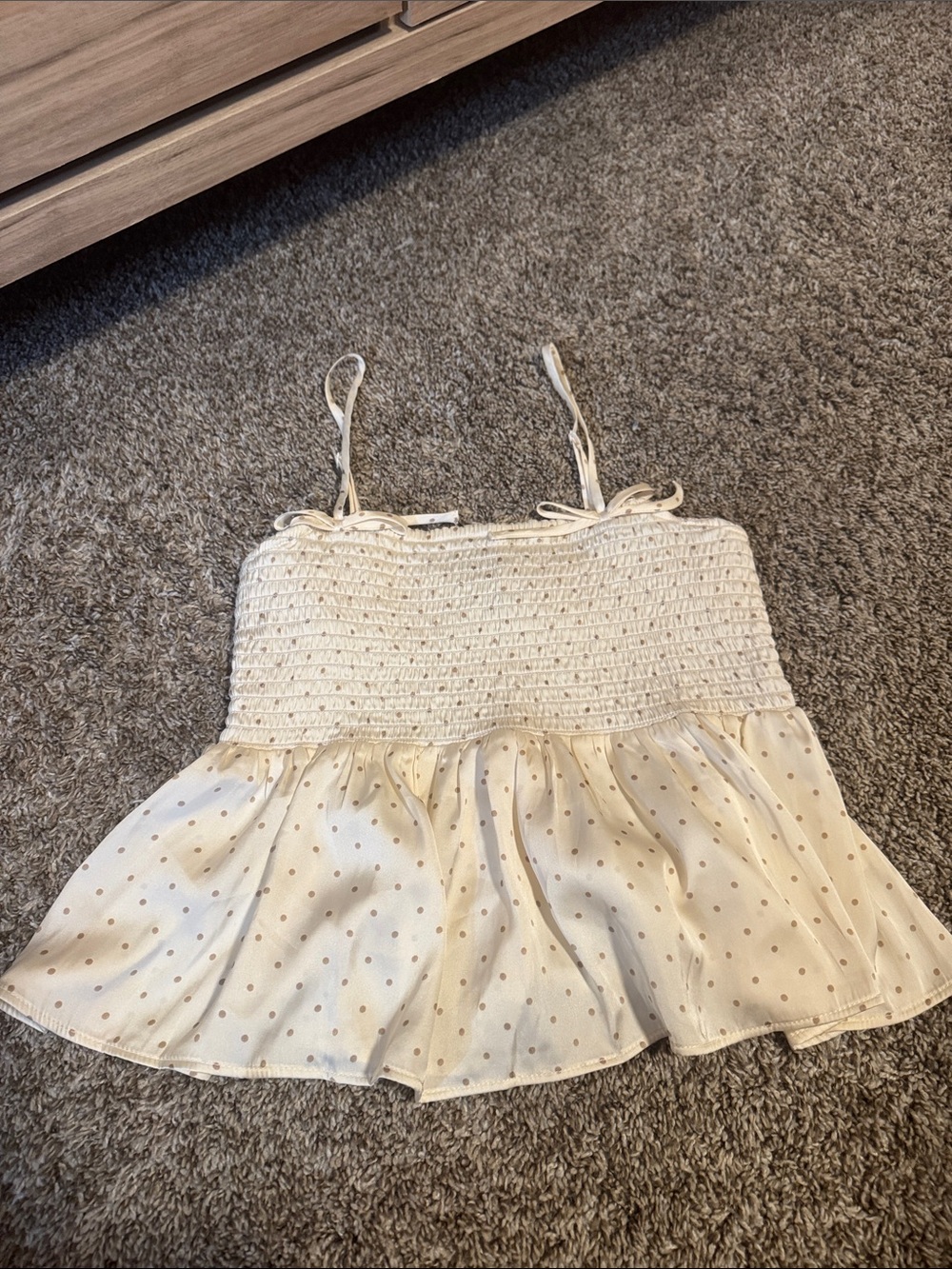 American Eagle Outfitters Cream Polka Dot Cami